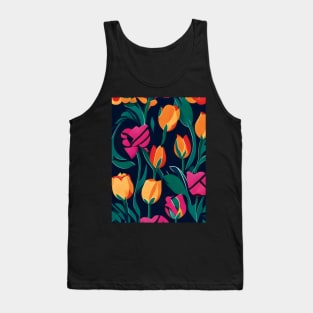 Tulip Field Dark Abstract Artwork Tank Top